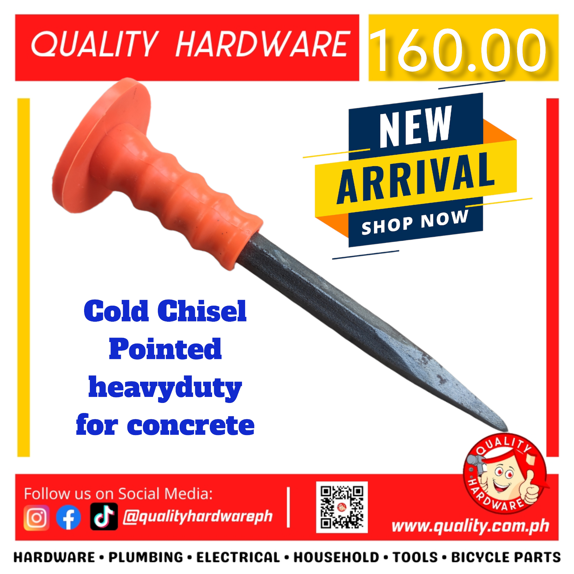 Cold Chisel Big Size with Rubberized Protector Pointed Type Quality