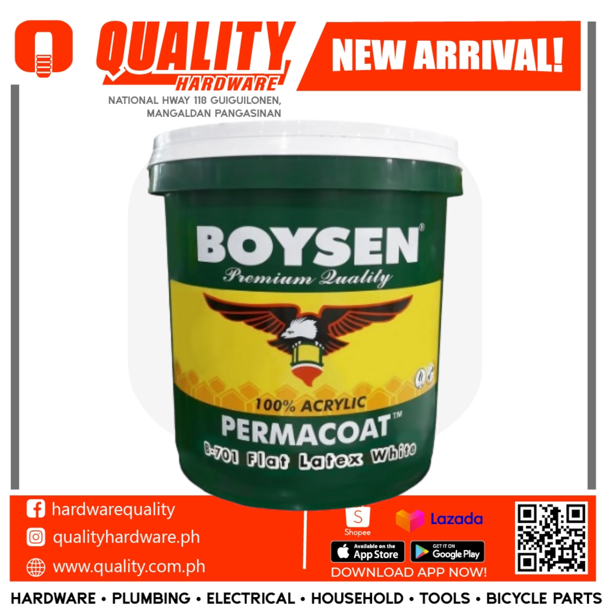 Boysen Permacoat Flat Latex White 16liters (Timba) [Pail] Quality