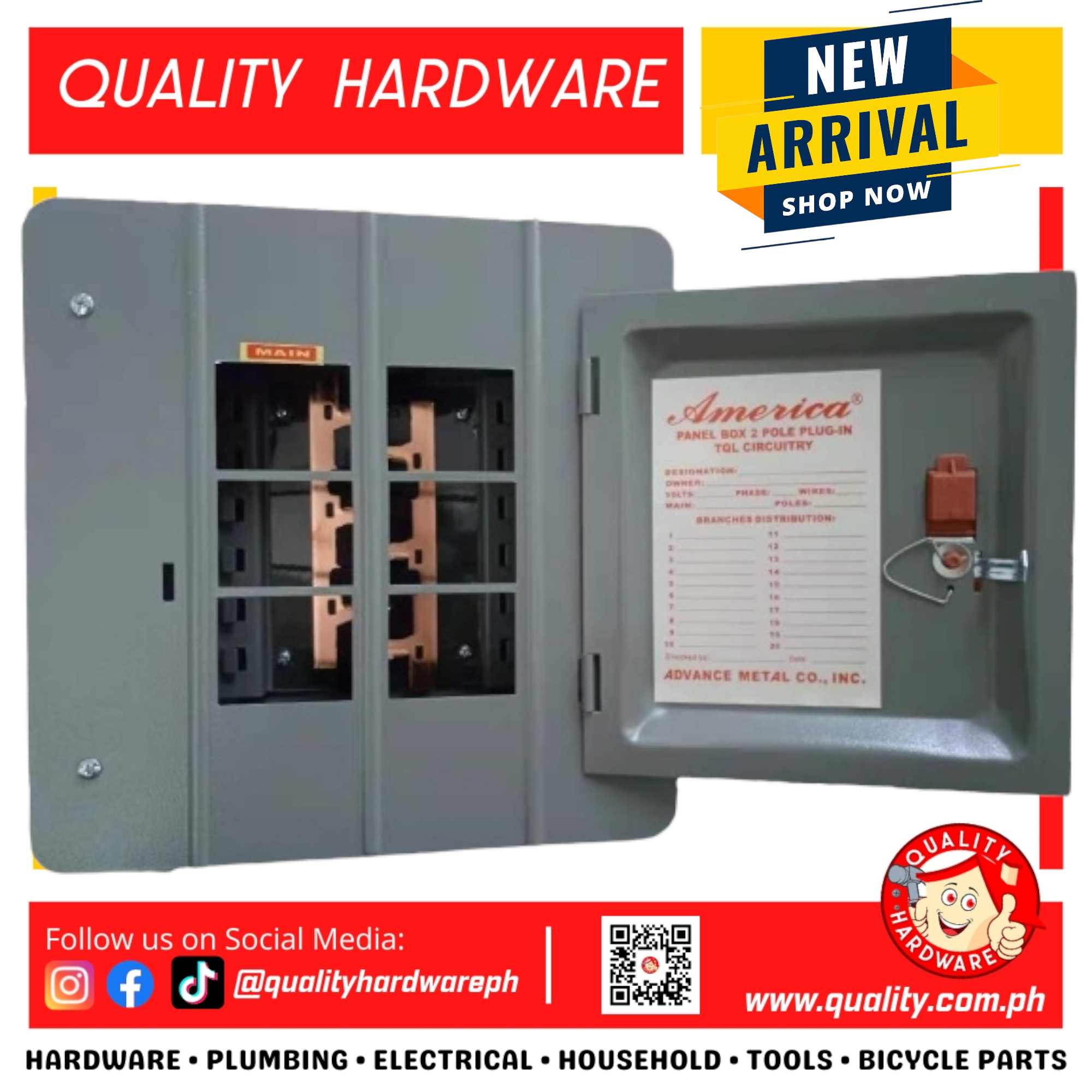 America Copper Panel Box 6holes (3x3) 4branches Quality Hardware